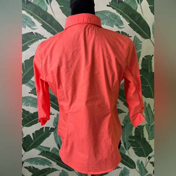 Y2K Blouse Button Down Top Size M Coral Orange - Picture 3 of 5